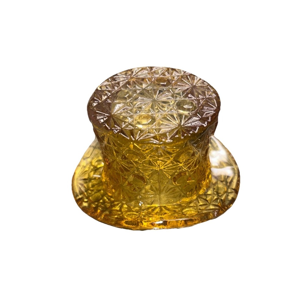 Fenton Amber Gold Daisy & Button Top Hat Vase Art Glass Unmarked